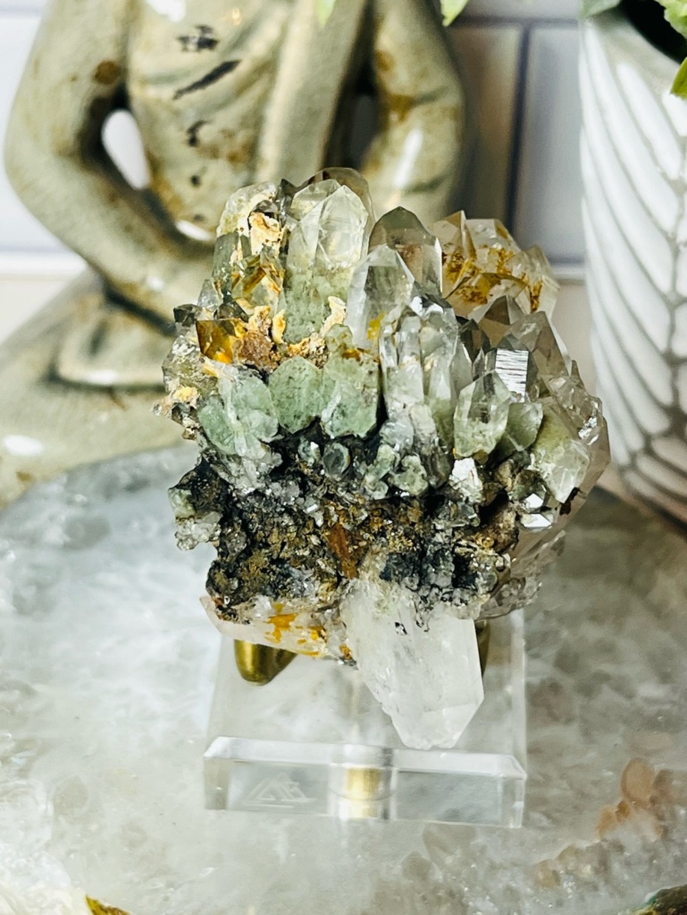 STUNNING Chlorite Included Clear Quartz with Natural Iron Deposits